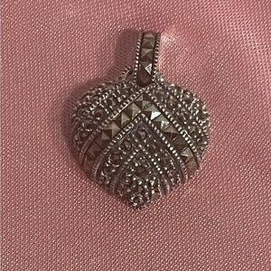 Judith Jack JJ Marcasite‎ Heart Pendant Sterling Silver Signed Vintage